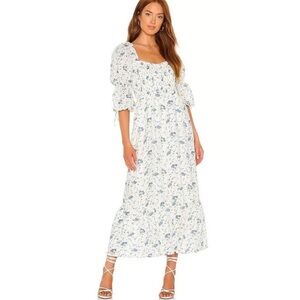Faithfull the Brand - Marita Dress - Floral White and Blue Maxi Dress (M)